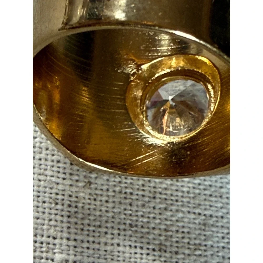 Vintage Seta‎ Mens Gold Tone Eagle Signet Ring Cubic Zirconia Size 8.25 Sopranos